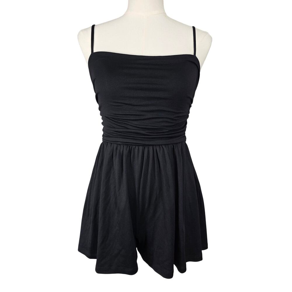 NWT Susana Monaco XS Black Ruched Romper w/Spaghetti Straps